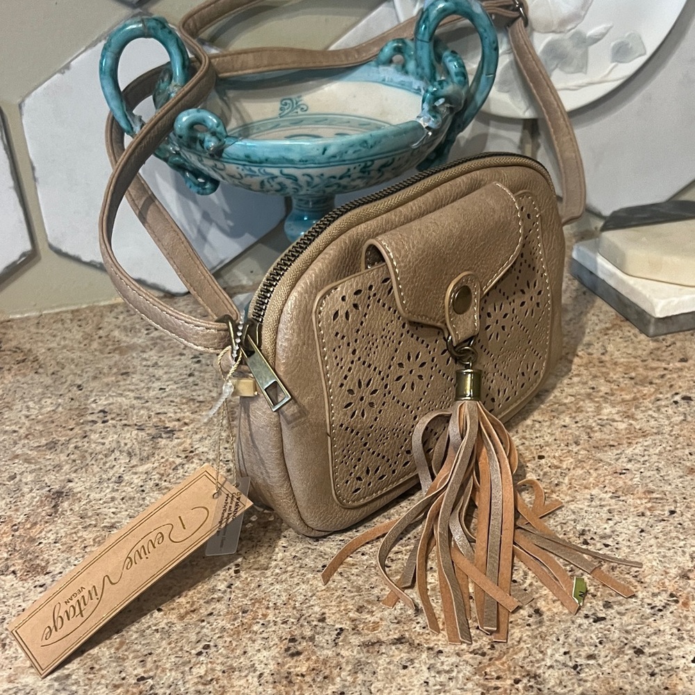 Brown Crossbody Bag with Tassel